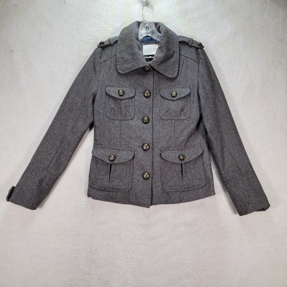 dELiA*s Jackets & Blazers - Delia's Women's Medium Gray Wool Blend Y2K Classic Button-Up Collared Pea Coat